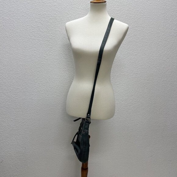 Great American Leatherworks Crossbody Purse Shoulder Bag Leather Dark Gray Green - Picture 4 of 12